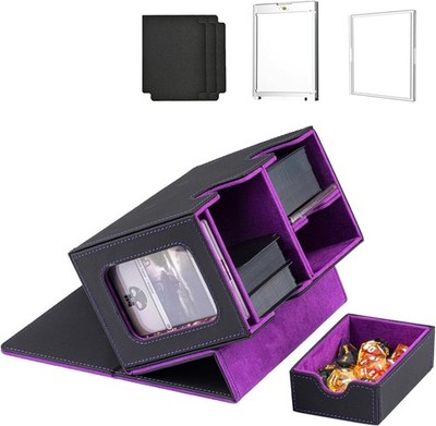 WELLMILLER MTG Deck Box for Commander with Dice Tray,Designed Medium, Purple 