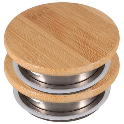 2pcs Water Pitcher Lid with Drain - 3.6" Stainless Steel and Bamboo Cover for - Imagen 1 de 4