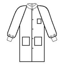 Basic Lab Coat White Large w/Knit Collar Cuffs 25 Pk Protective