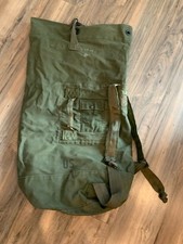 Vintage US Military Duffel Bag Vietnam Era 73 Olive Green Canvas Strap