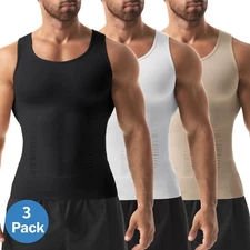 3 Pack Men Compression Vest Slimming Gynecomastia Tank Top Shirt Body Shaper US