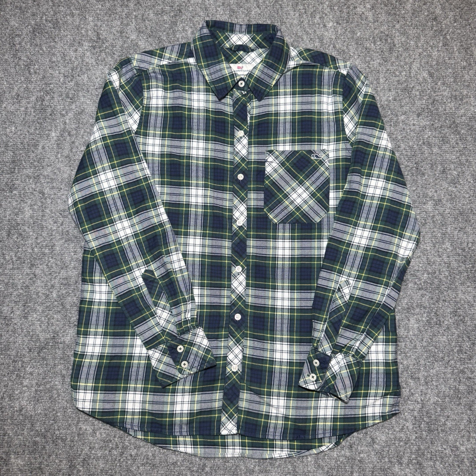 Vineyard Vines Green Plaid Casual Cotton Stretch Relaxed Button-Up Shirt Women 4