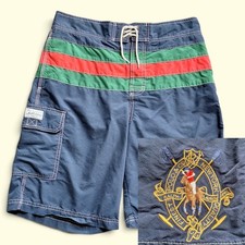 VTG Polo Ralph Lauren Classic Stripe Swim Trunks Youth Boys XL 20 Rugby Crest