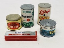 Vintage Play Food Cans Set- Pretend Play- Tuna Fruit Cocktail Beans  More BIN21