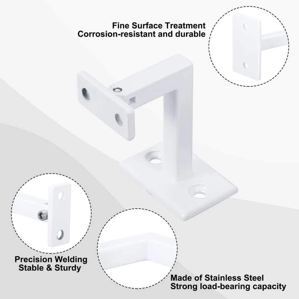 4 Pcs Swivel Hand Rail Brackets Adjustable Square Hand Rail Brackets, White Foto 3 de 4