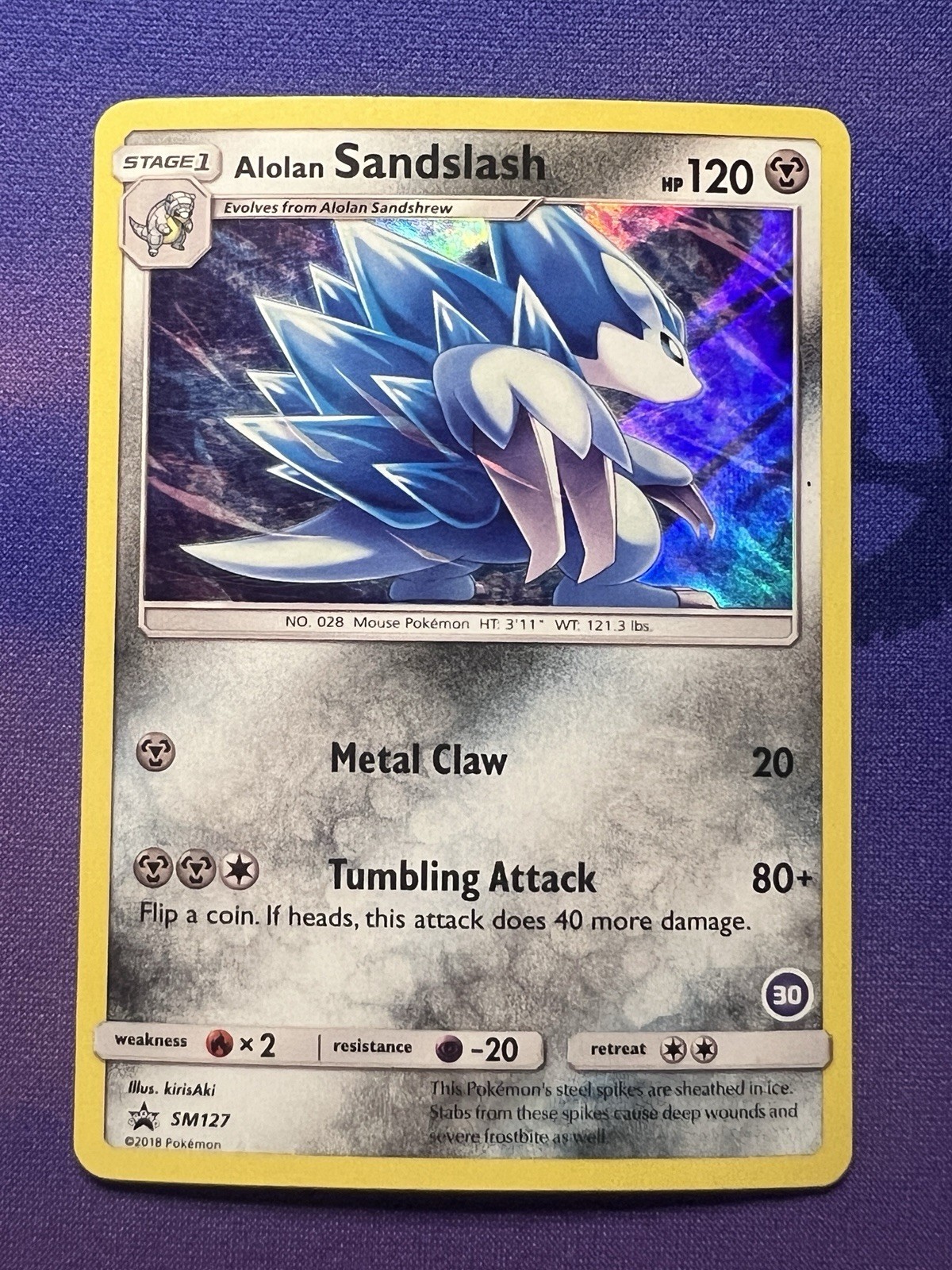 Pokémon SM127 Alolan Sandslash Holo Black Star Promo Card Sun & Moon