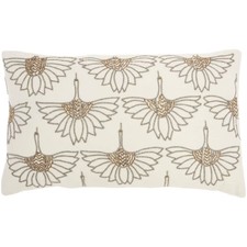 12"x20" Sofia Beaded Flowers Lumbar Throw Pillow Off White - Mina Victory