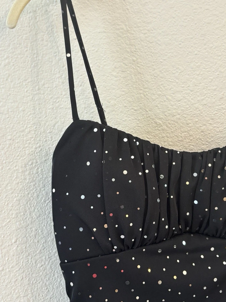 Ruby Rox Sparkle Babydoll Slip Dress Midi Sz S Formal Ruffle Chiffon Y2K HOCO - Image 3 of 4