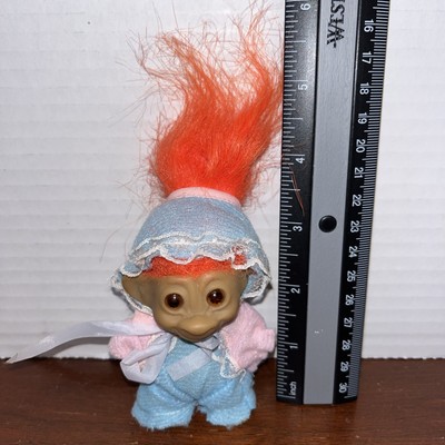 Vintage Wishnik Troll Orange Hair UNEEDA DOLL 3'' Good Luck Horseshoe Foot Stamp