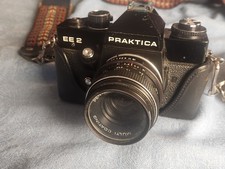 Vintage Praktica EE2 35mm Camera w/ Leather Cover  2" Shoulder Strap - Untested