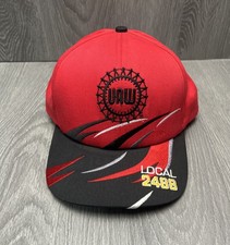 UAW Local 2488 Baseball Cap Union Made in USA Embroidered Red Black Hat