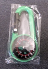 Carabiner Compass & Keychain - Green - NEW in Package