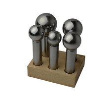 5 Piece Large Dapping Doming Punch Set W/Wooden Stand - 28 Mm to 45 Mm Jewelry M