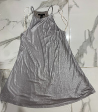 Forever 21 Cocktail Metallic Dress Strap Women Size Small Gray/Silver/Shimmer