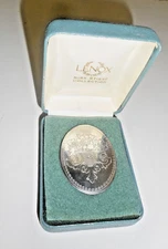 Vintage LENOX -Signed "Kirk Stieff" Pewter Brooch- Oval w/Floral Motif- VGC