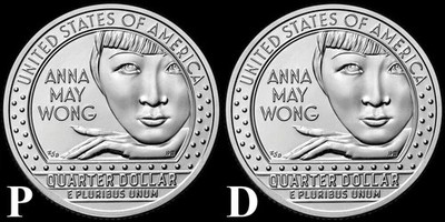2022 P,D Anna May Wong  American Women Quarters BU 2 Coin Set