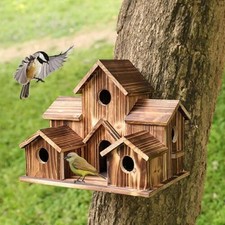 Hanging Wooden Bird House Table Feeder Garden Feeding Station House Wood Shelter