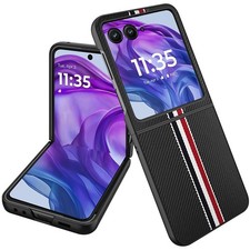 For Motorola Razr Plus 2024 Case Fabric Flip Phone Premium PU Leather Cover