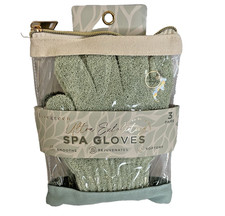 NIP 3 Pair Livegreen Ultra Exfoliating Spa Gloves Smooths Rejuvenates Softens