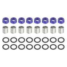 8 Pcs Skateboard Truck Nuts, 8 Spacers and 16 Pcs Axle Washers, Purple