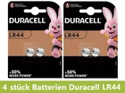 4 x Genuine Duracell Coin Cell LR44 V13GA AG13 A76 1.5V Battery Blister