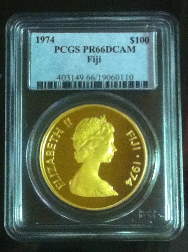 FIJI GOLD 1974 PCGS PR66DCAM $100 100TH ANNIVERSARY OF CESSION TO GREAT BRITAIN
