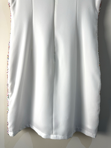 ELLIATT Ivory Knee-Length Shift Dress Short Sleeve Chiffon Colour Sequins Size S - Picture 15 of 17