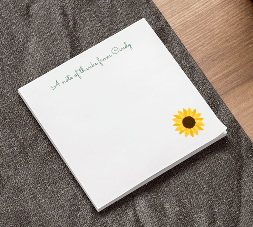 Custom Sunflower Sticky Notes - Personalized Stationery Gift-image