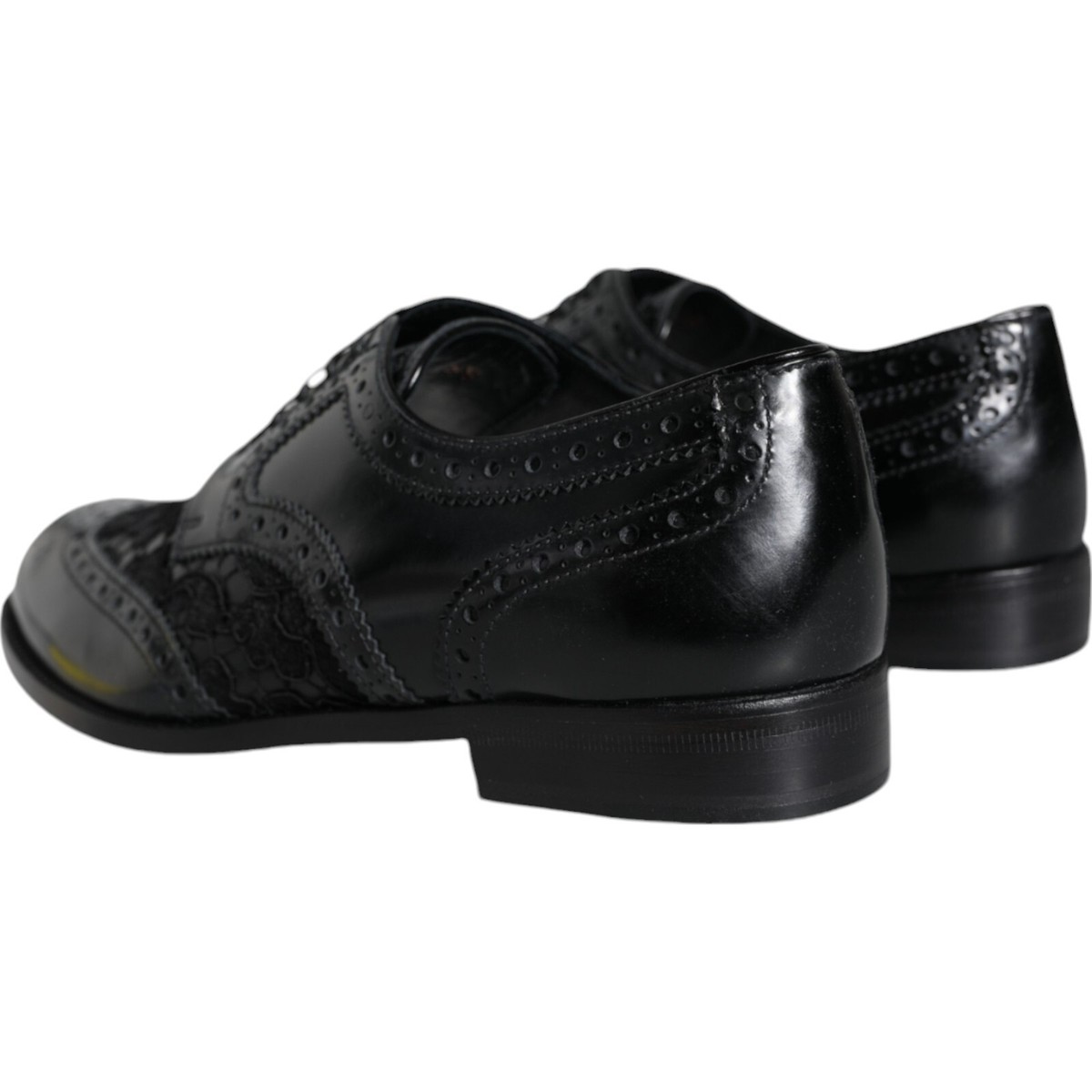 DOLCE & GABBANA Shoes Black Leather Floral Lace Dress Formal