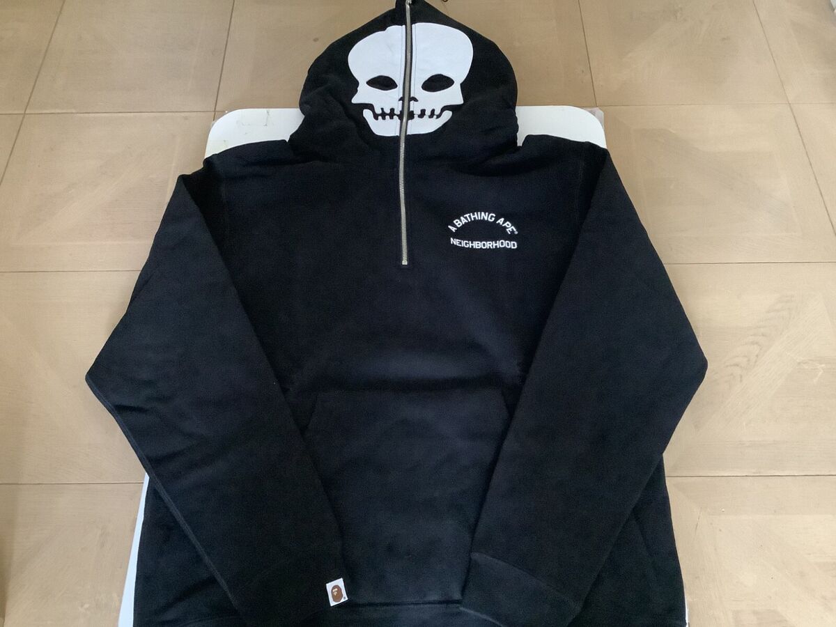 Authentic ape bape x NBHD 2 face half zip pullover hoodie Authentic ape bape x NBHD 2 face half zip pullover hoodie