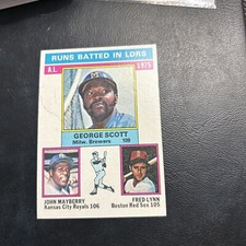 #196 George Scott John Mayberry Fred Lynn Rbi Leaders 1976 Topps Cb22-8