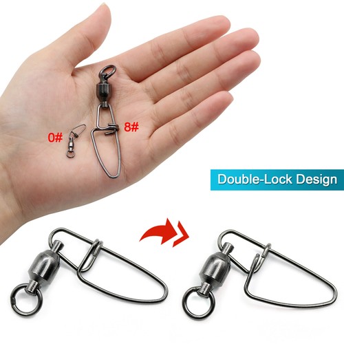 9KM 20~50Pcs Ball Bearing Fishing Snaps Swivels Fishing Connector 20LB~350LB - Picture 3 of 16