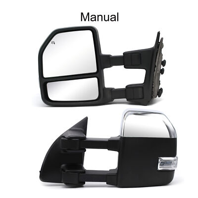 Towing Mirrors fit 1999-2016 Ford F-250 F-350 SD Manual Extend Chrome Cap LH+RH