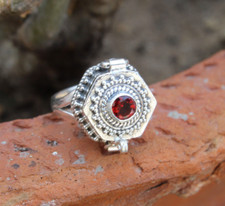 Silver Plated Rings For Women  Girl With Natural Garnet Gemstone P148