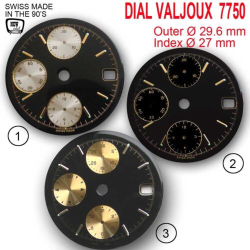  DIAL FIT MOVIMIENTO ETA VALJOUX 7750, FECHA SOLAMENTE Ø 29,6 mm, NEGRO - Imagen 1 de 4