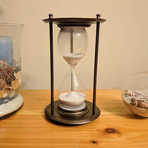 Large 3 Min 25 Sec Hourglass w\ Brushed Bronze Metal Housing, 8.5" tall - Picture 4 of 8