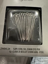 12  Sterling Silver Eye Pin Jewelry Bead Earring Charm