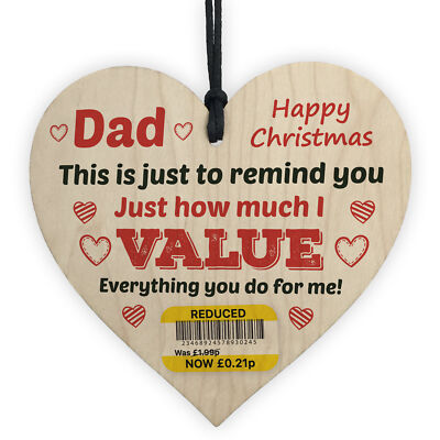 Funny Christmas Joke Gift For Dad Wood Heart Gift For Dad From