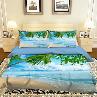 3D Beach Tree ZHUA1800 Bed Pillowcases Quilt Duvet Cover Set Queen King Zoe