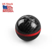 US Carbon Fiber Ball Manual MT Gear Shift Shifter Knob W/Red Stripe Universal