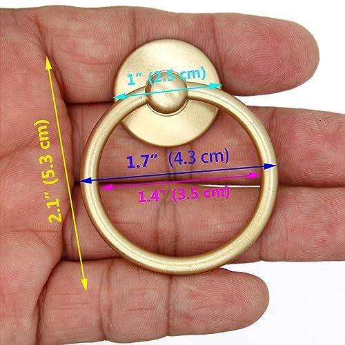 6 PCs Cabinet Hardware Drop Ring Pulls Drawer Ring Handles, Ring Diameter Gold - Bild 3 von 7