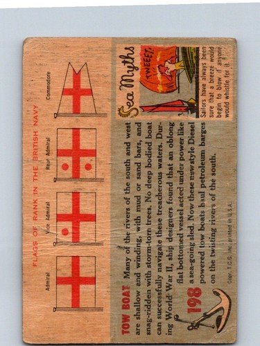VINTAGE TOPPS 1955 RAILS AND SAILS TOW BOAT NO848 - Picture 2 of 2