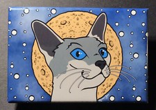 Siamese Cat and Full Moon Magnet Handmade Kitty Gifts and Kitchen Home Decor