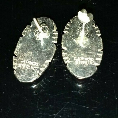 Pendientes navajos nativos americanos firmados de plata esterlina y ostra espinosa naranja - Imagen 11 de 12