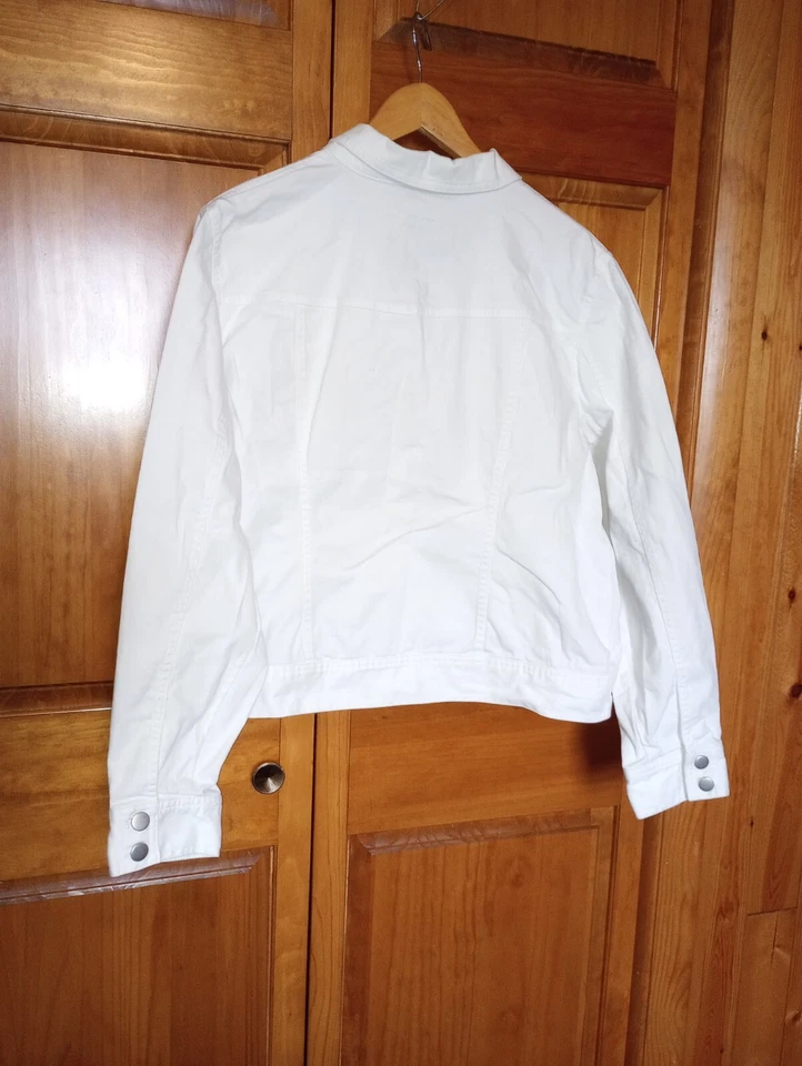 Новый без ЯРЛЫКОВ белый джинсовой ткани женщин XL водитель грузовика куртка на IZOD хлопок смесь IRL меры belo - Изображение 3 из 4