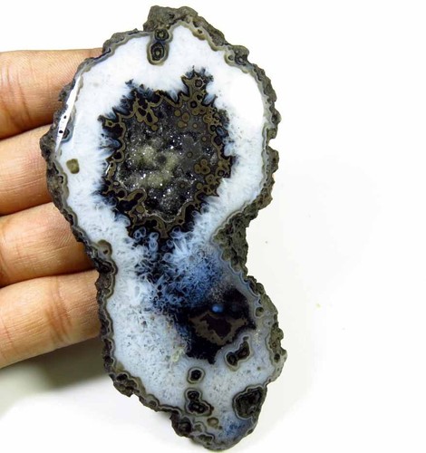 Natural Slice Agate Gemstone Loose Best Black Druzy Geode agate Cabochon BS#F - Picture 50 of 179