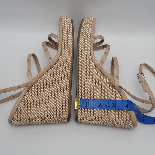 Marc Fisher Zig Wedge Sandal Studded Faux Leather Light Natural Women’s 8.5M NIB - Picture 8 of 11