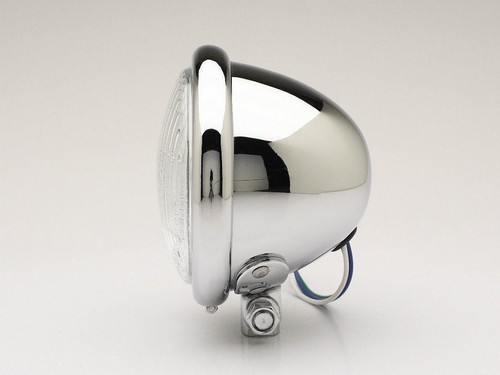 Headlight 4.5" Bottom-mount Chrome - Cafe Racer Bobber Chopper Cruiser Custom - Picture 4 of 11