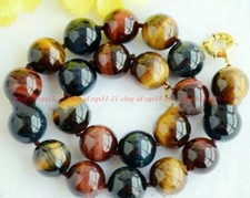 6/8/10/12/14mm Natural Multi-Color Tigers Eye Round Gems Beads Necklace 14-48"