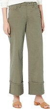 NYDJ L53705 Womens Ripe Olive Teresa Cuff Wide Leg Jeans Size 10